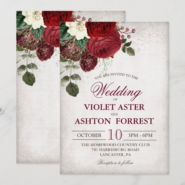Vintage Rustikale Hochzeitsfeier Einladung (Vorne/Hinten)