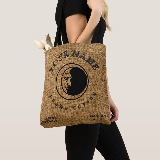 Vintage rustikale Imitate Burlap-Kaffeesack-Vorlag Tasche (Von Nahem)