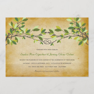 Vintage rustikale Knotted Liebe Tree Summer Weddin Einladung