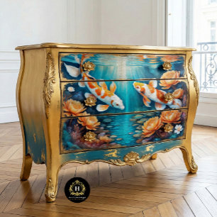 Vintage Rustikale Koi-Fisch-Decoupage  Seidenpapier