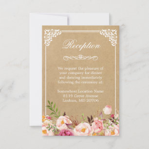 Vintage rustikale Kraft   Hochzeitsempfang Einladung