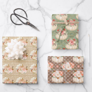 Vintage rustikale Kürbismuster-Party-Dekoration Geschenkpapier Set