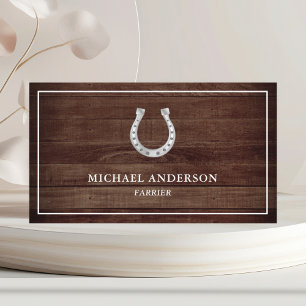 Vintage Rustikale Land Barn Wood Horseshoe Farrier Visitenkarte