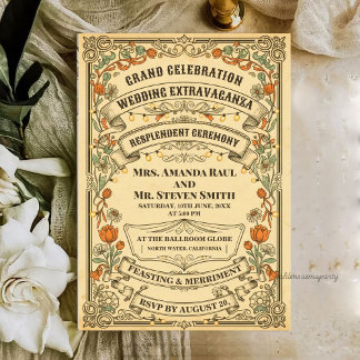 Vintage Rustikale Landmesse-Hochzeitsextravaganz Einladung