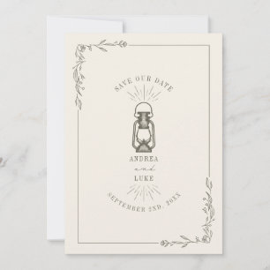 Vintage Rustikale Laterne Grüne Hochzeit Termin me Save The Date