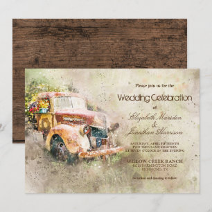 Vintage Rustikale LKW Trendhochzeit Einladung