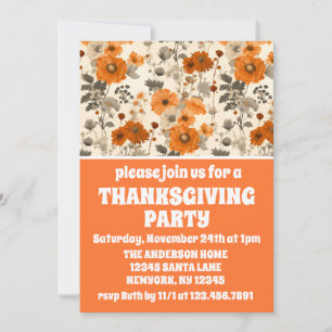 Vintage rustikale Orange Fall Blume Erntedank Einladung