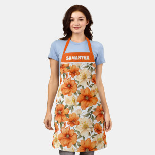 Vintage rustikale Orangen Herbstmuster Blume Schürze