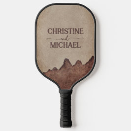 Vintage rustikale Papageienhochzeit Pickleball Schläger