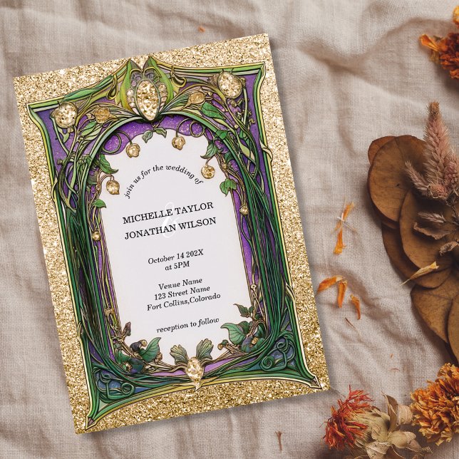 Vintage rustikale Retro Art Nouveau Botanischer Ga Einladung (Von Creator hochgeladen)