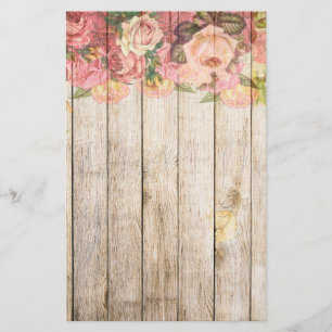 Vintage rustikale romantische Rose Holz Briefpapier