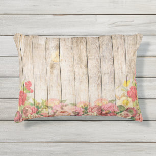 Vintage rustikale romantische Rose Holz Kissen Für Draußen