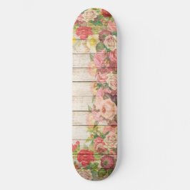 Vintage rustikale romantische Rose Holz Skateboard