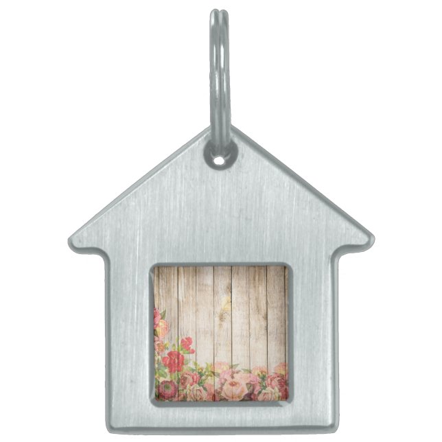 Vintage rustikale romantische Rose Holz Tiermarke (Vorderseite)