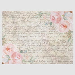 Vintage rustikale Rose Alte Buchstabendekoupage Seidenpapier