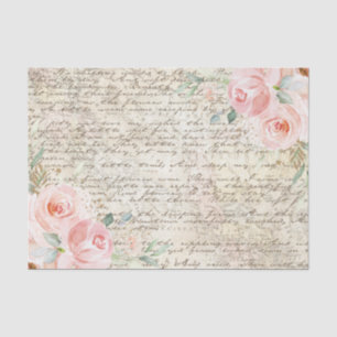 Vintage rustikale Rose Alte Buchstabendekoupage  Seidenpapier