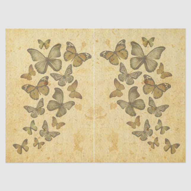 Vintage Rustikale Schmetterlingsschmetterlinge Seidenpapier (Vorderseite)