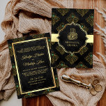 Vintage Rustikale Schwarze-Damaskus-Hochzeit Einladung<br><div class="desc">Erleben Sie Ihren Gast mit dieser eleganten Hochzeitsfeier mit goldenen Akzenten und einem schönen Damastmuster mit "Bismillah" in arabischer Kalligrafie... . Fügen Sie einfach Ihre Veranstaltungsdetails zu dieser einfach zu bedienenden Vorlage hinzu,  um sie zu einer einmaligen Einladung zu machen.</div>
