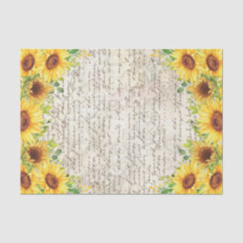 Vintage Rustikale Sonnenblume Altbuchstabe Dekoute Seidenpapier
