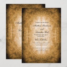 Vintage rustikale Stildokumentation Hochzeit Einladung