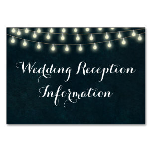 Vintage rustikale String Lights Navy Blue Wedding Tischnummer