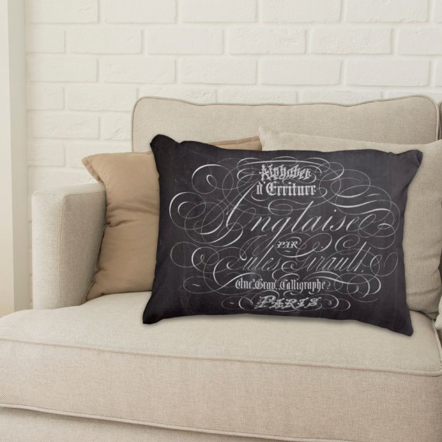 Vintage rustikale Tafel Französisch-Schriften Dekokissen (vintage rustic country chalkboard French Scripts Accent Pillow)