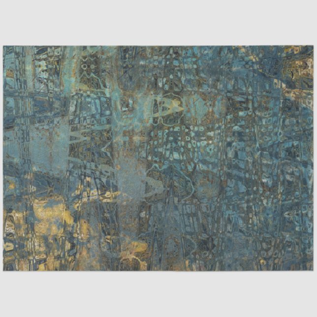 Vintage rustikale Textur Blue Gold Decoupage Seidenpapier (Vorderseite)