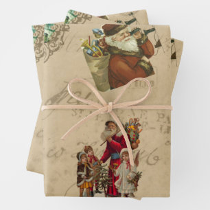 Vintage Rustikale Viktorianische Weihnachtsfeier Geschenkpapier Set
