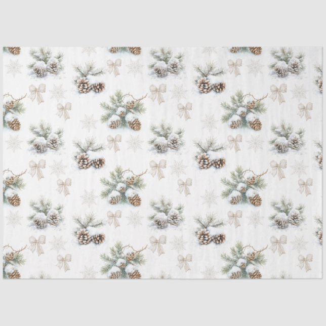 Vintage rustikale Weihnachtskiefern Seidenpapier (Vorderseite)