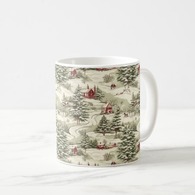 Vintage Rustikale Weihnachtslandschaft Winterlands Kaffeetasse (VorderseiteRechts)
