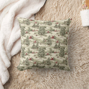 Vintage Rustikale Weihnachtslandschaft Winterlands Kissen