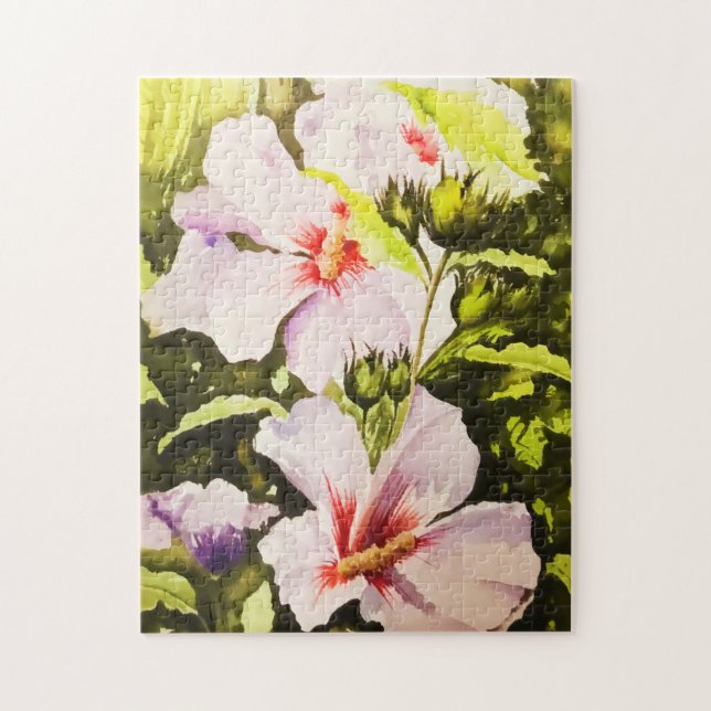 Vintage Rustikale Weiße Blumengrün Wasserfarbe (Vertikal)