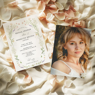 Vintage-Rustikale-Wildblumen-Brautparty-Foto Einladung