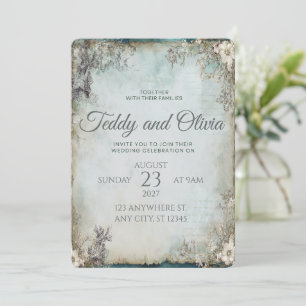 Vintage-rustikale Windmühlen-Blumen-Hochzeitseinla Einladung