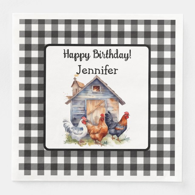 Vintage rustikaler Farmhaus-Stil Geburtstag Serviette (Vorderseite)