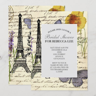 vintage rustikaler französischer Eiffelturm Paris  Einladung