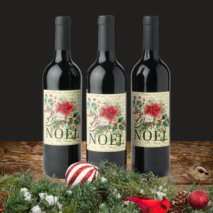 Vintage Rustikaler Französischer Joyeux Noel Weinetikett