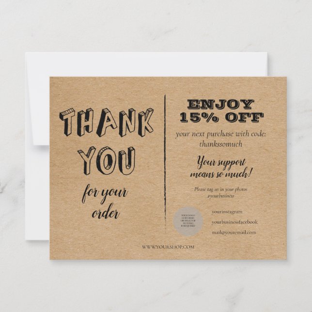 Vintage Rustikalkraft Vielen Dank für die Ermäßigu (Vorderseite)