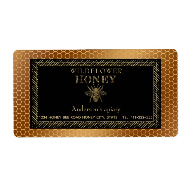 Vintage rustique d'abeille à miel étiquette de pot (Devant)