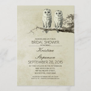 Vintage rustique OWL couple nuptiale invitation do