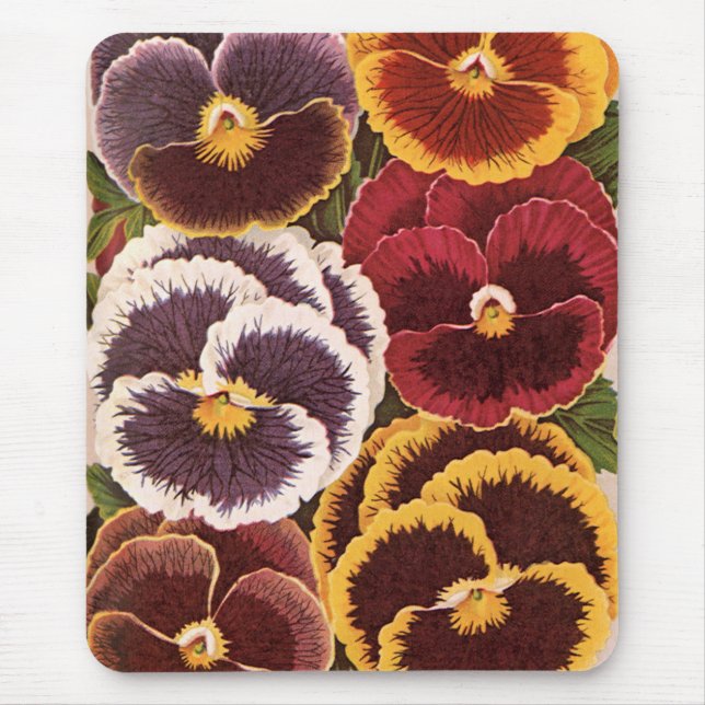 Vintage Saatpacketiketten, Blume der Gartenhalle Mousepad (Vorne)