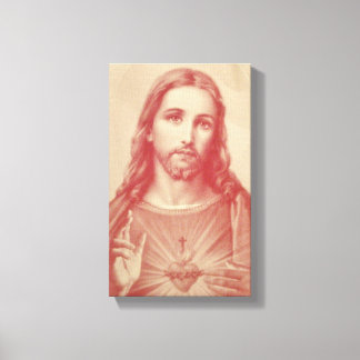 Vintage Sacré Coeur de Jésus Toile Enveloppée