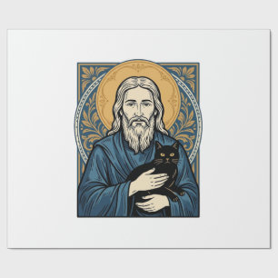 Vintage Sacred Cat Portrait Vektor-Shirt-Design_1 Geschenkpapier