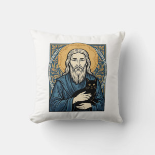 Vintage Sacred Cat Portrait Vektor-Shirt-Design_1 Kissen