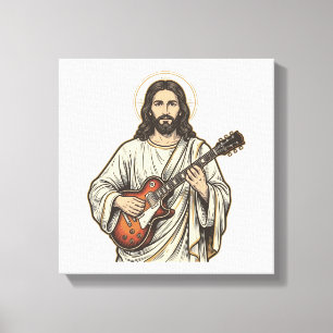 Vintage Sacred Guitarist Gravur Shirt Design_1 Leinwanddruck