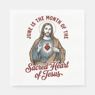 Vintage Sacred Heart of Jesus Juni religiöses T-Sh Serviette