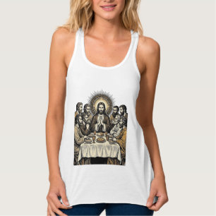 Vintage Sacred Supper Sticherei Religiöse Kunst Sh Tank Top