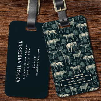 Vintage-Safari-Afrika-Tiermuster Gepäckanhänger