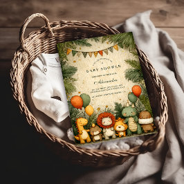 Vintage Safari Dinosaur Baby Shower Einladung