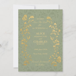 Vintage Sage Ggreen Save the Date Card